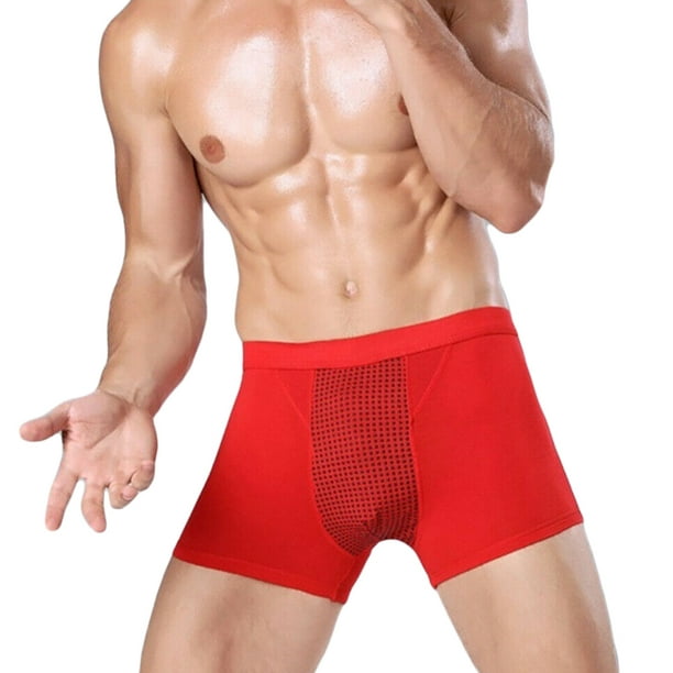 Mens Magnetic Therapy Boxer Shorts Breathable Milk Silk Underwear Boxer Brief